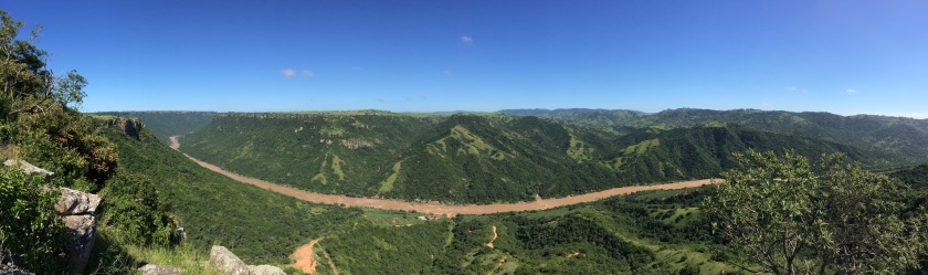 A panoramic view of the lower Umzimkulu River where we spent our days paddling. 